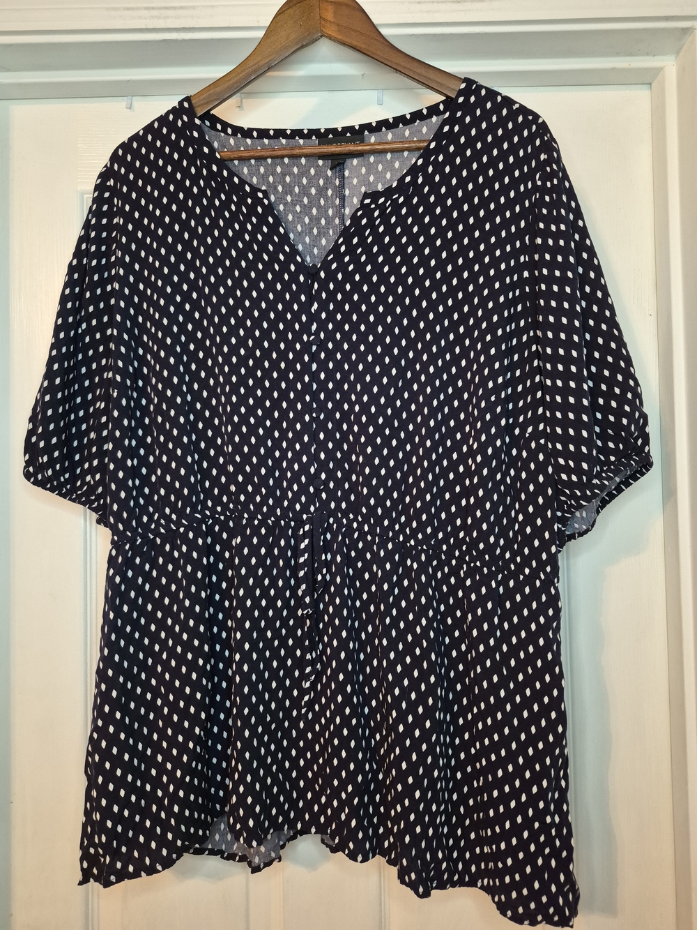 Lane Bryant Black and White  Drawstring Peplum Blouse 20